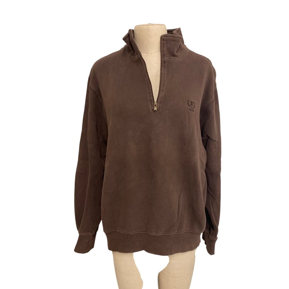 Izod Mens M Brown Half-Zip Pullover Sweatshirt
